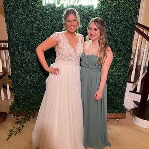 Birdie Grey Grace Convertible Dress size small chiffon sea glass